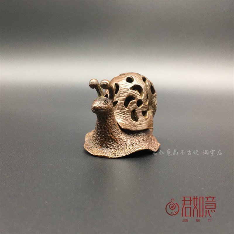 手工茶宠全铜蜗牛香炉摆件纯铜创意熏香炉迷你铜多功能香炉香插