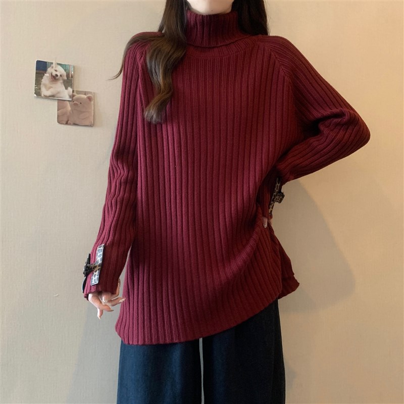 好货大码中长款加厚外穿高领针织毛衣女胖mm秋冬正肩遮肚内搭打底