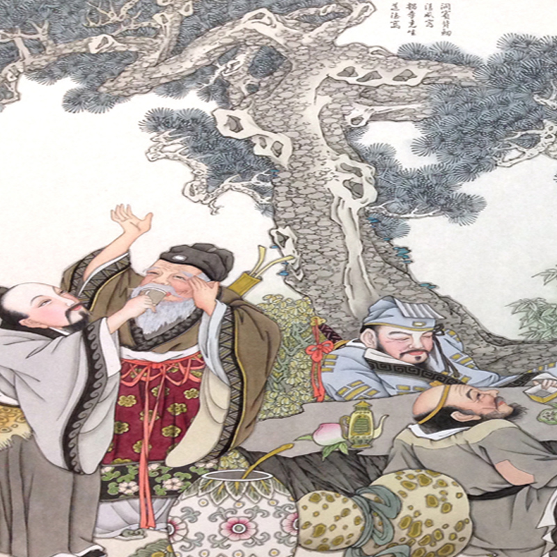 八仙图八仙过海吕洞宾丝绸画老房子堂屋电视机背景墙农村堂屋挂画