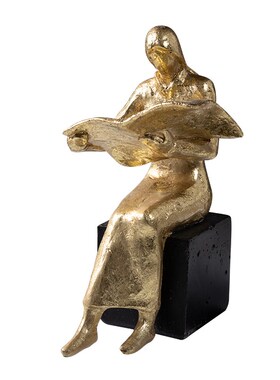 轻奢抽象人物书靠摆件样板房客厅展示柜创意书立摆设树脂家居饰品