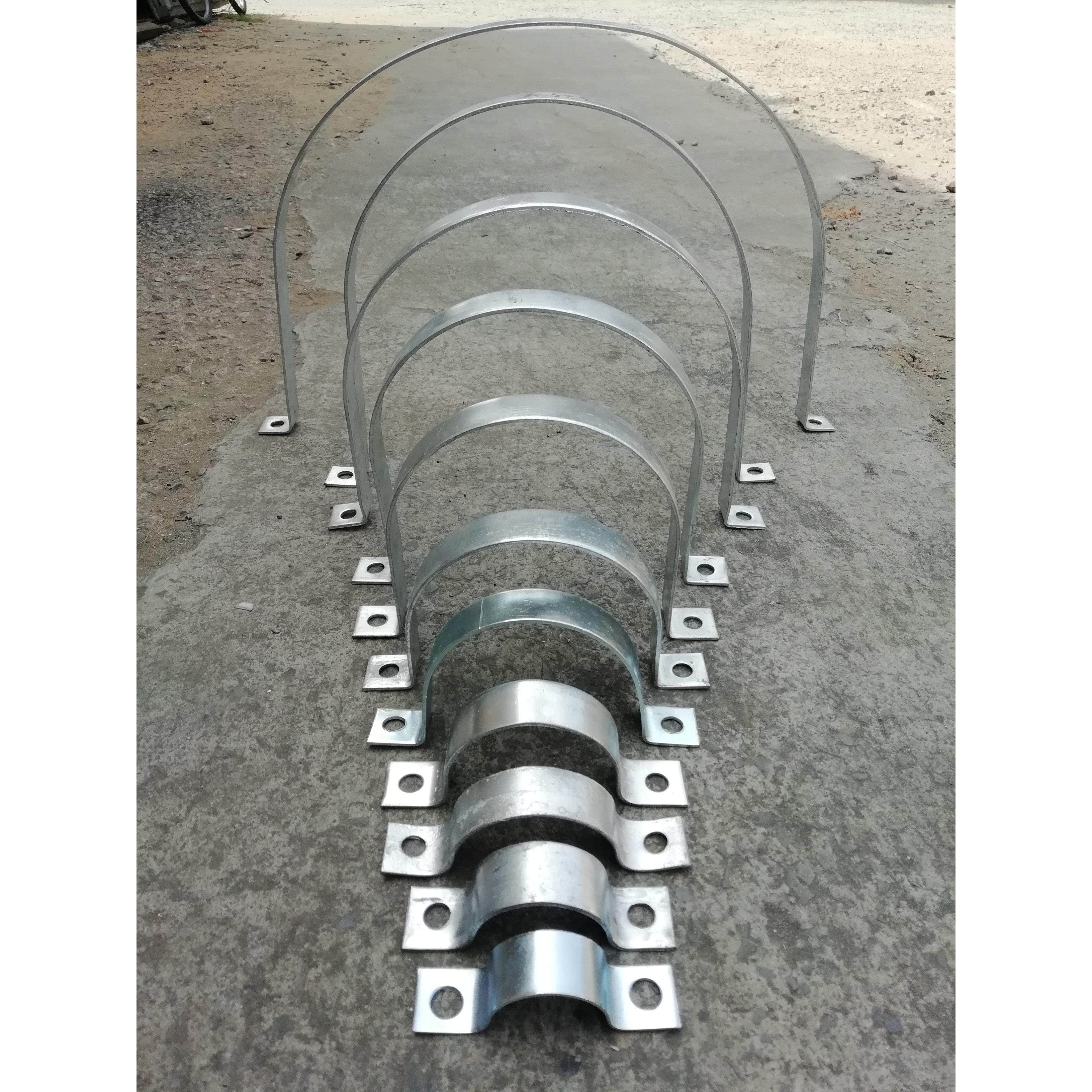 定做热镀锌水管骑马卡户外水泥杆管卡电线杆u型抱箍 道旗半圆抱箍