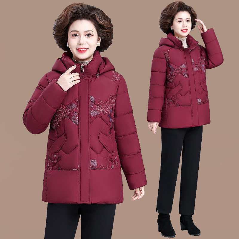 中年妈妈棉服2025新款洋气加厚女士保暖棉袄子中长款棉衣外套