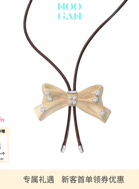 【新品】HOOGAH｜花朵钉系列｜花朵钉木头蝴蝶结长项链毛衣链设计