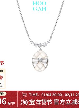 【圣诞礼物】HOOGAH｜芙芙结系列｜羽绒贝母蝴蝶结镶石项链锁骨链