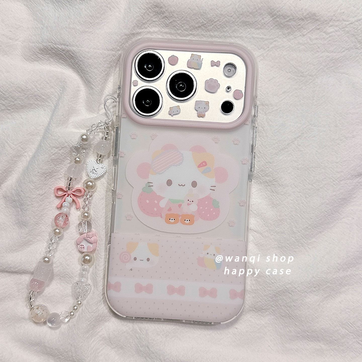 适用于iPhone可爱猫咪链条手机壳图片