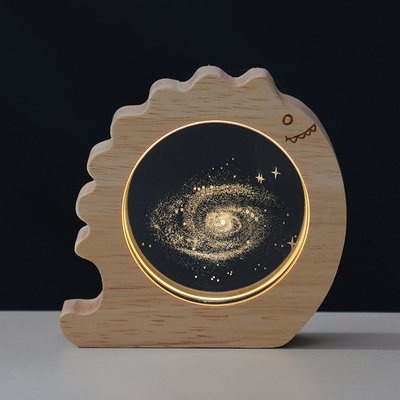 星空恐龙木框水晶小夜灯桌面摆件