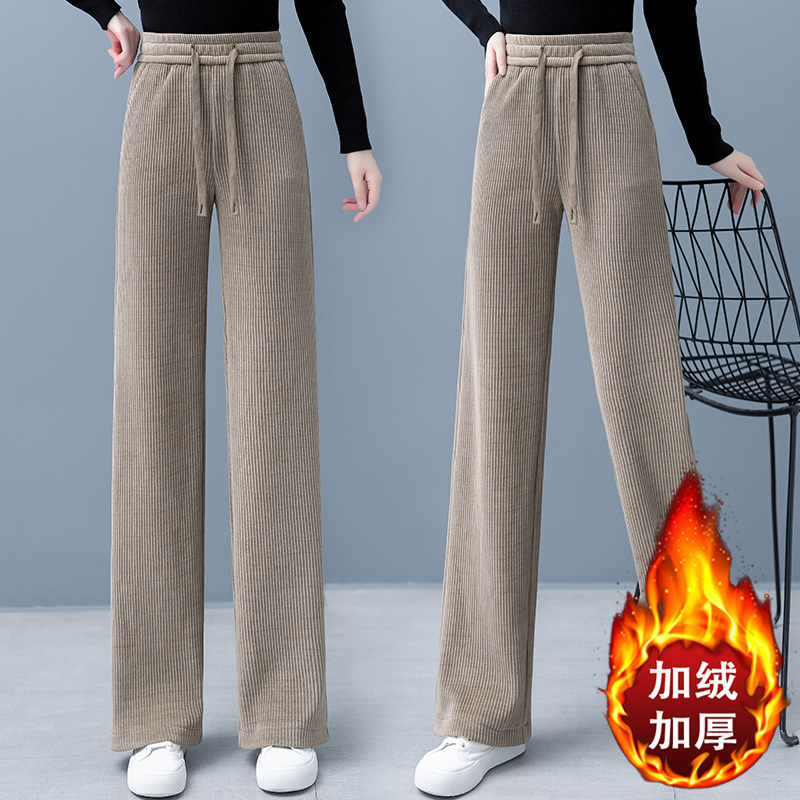 加绒加厚爆款直筒裤女秋冬大码