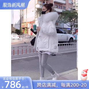 新款 毛大领羽绒服女2023年冬季 加厚时尚 宽松显瘦连帽外套