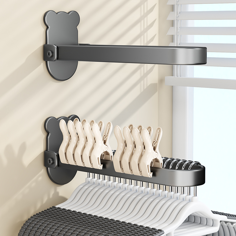 免打孔可折叠衣架收纳架