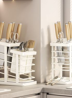 厨房台面多功能刀架置物架放刀具刀座家用筷笼一体菜刀沥水收纳架