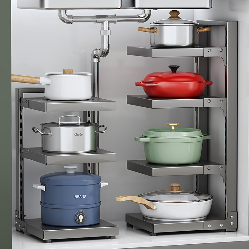 【掉落包赔】厨房可调节多层锅架