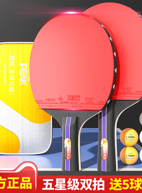 匹克正品乒乓球球拍专业级高弹力拍面横拍初学者双皮儿童直拍套装