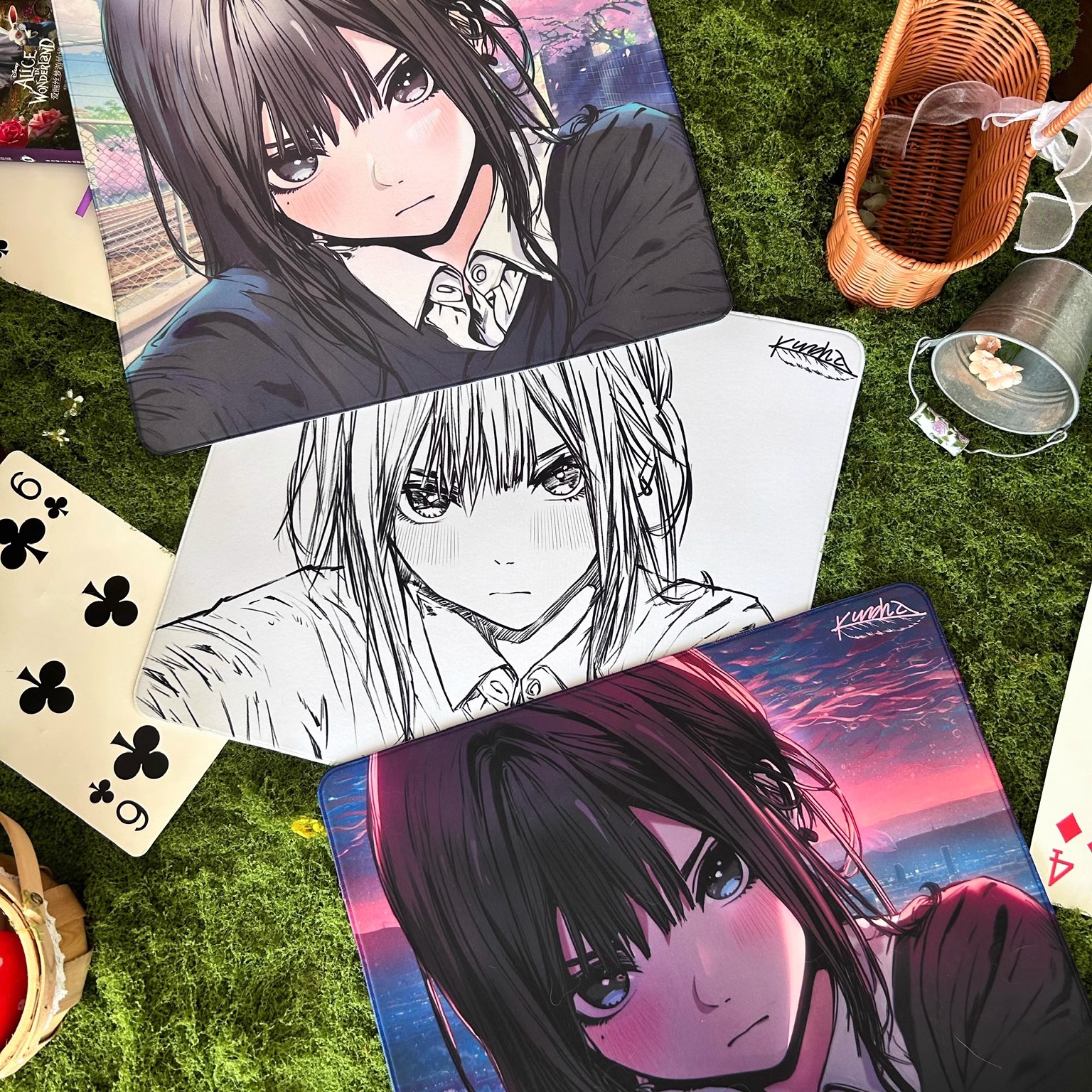 Kuroha 不语 软底胶白色包边中性二次元游戏鼠标垫 工厂直发