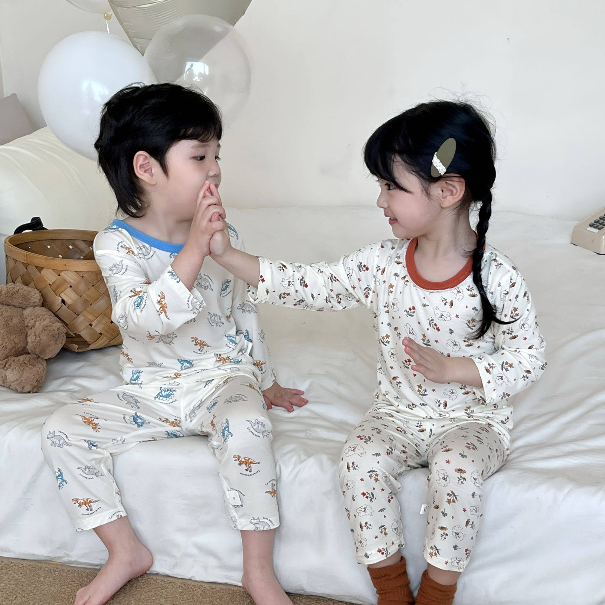 【7A抗菌】儿童春夏九分袖天丝家居服套装