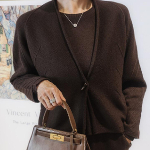 100%山羊绒麦穗开衫