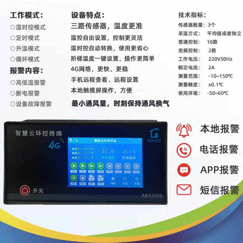 好货4G手机远程温控箱温度时间控制箱养殖场大棚风机调速智能变频