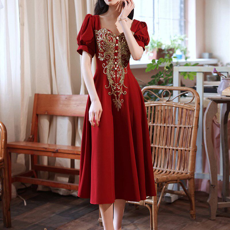 大码敬酒服新娘200斤2025新款胖mm加肥宴会晚礼服连衣裙平时可穿