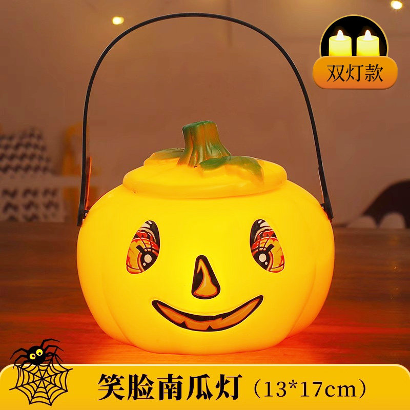极速万圣节南瓜灯手提糖果桶儿童讨糖罐装饰品摆件道具灯笼盒篮子