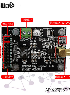 高速AD模块 AD9226模块 12位ADC 65M 模数转换器 数据采集 FPGA