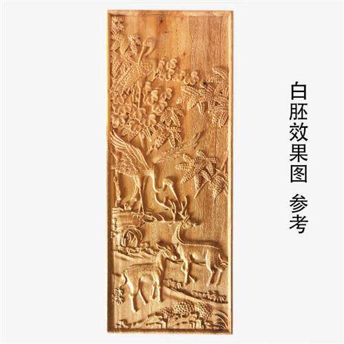极速鹤鹿仙境家俱柜门木雕花贴花 新中式浮雕木质工艺礼品摆饰桌