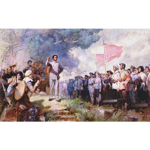 极速红色革命长征壁画三湾改编怀旧复古党建文化图壁贴画定制画心