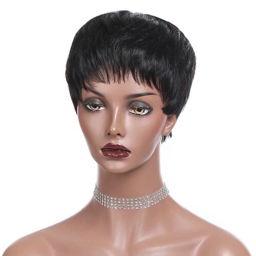 好货Short Bob Wig Straight Human Hair Wigs With Bangs Non La