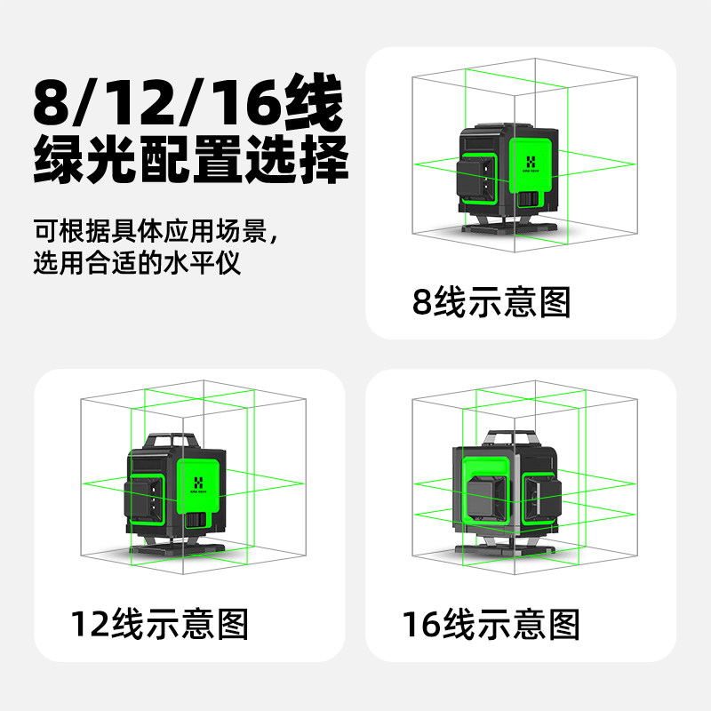 好货恒昌16线绿光红外线水平仪高精度强光细线户外12激光迷小型平