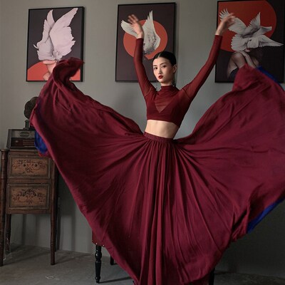 WYZ盖盖自留同款新疆裙套装气质中国风一片式高腰绑带裙表演服女