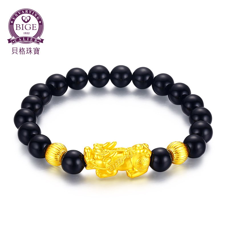 BIGE/贝格3D硬足金转运珠手链黄金情侣黑/红玛瑙虎睛石貔貅手链|ruв категории ювелирные изделия/алмаз/жадеит/золото, золотые украшения (новый), украшения - от Buy2taobao.com для оказания профессиональной услуги покупки агента Taobao