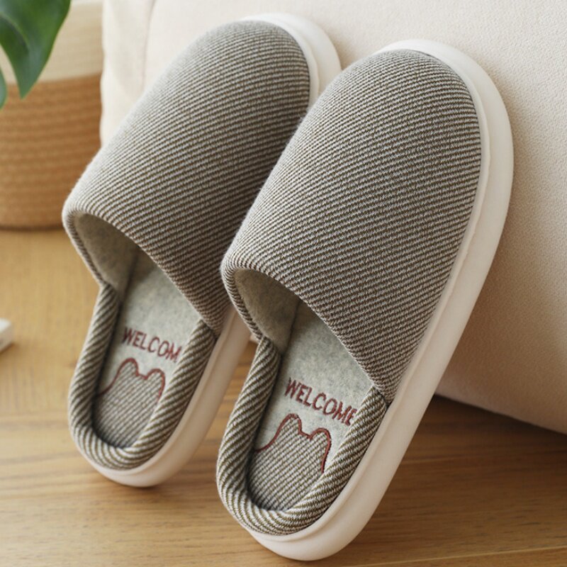 男式棉拖鞋秋冬季亚麻四季居家室内情侣防滑棉麻布居家男士棉拖鞋,流行男鞋,一字拖,淘宝优惠券,粉丝福利购,淘宝优惠卷