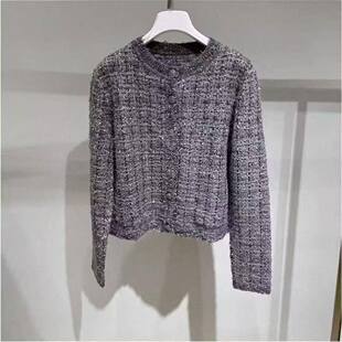 MM麦檬商场同款25冬季小香风圆领亮片针织开衫女外套1GA633841