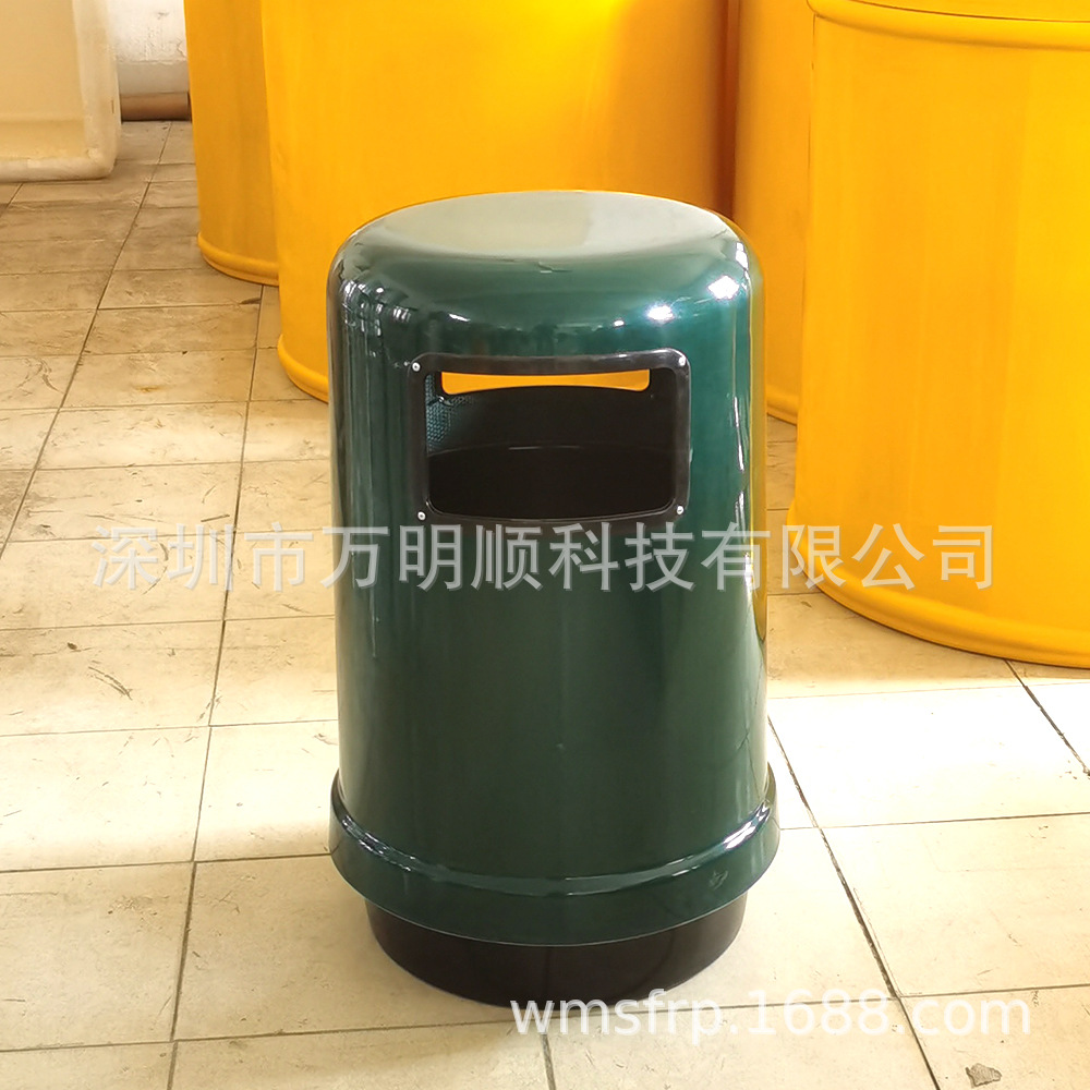 圆柱形户外垃圾桶 香港邨玻璃纤维垃圾箱 Fiberglass litter bin