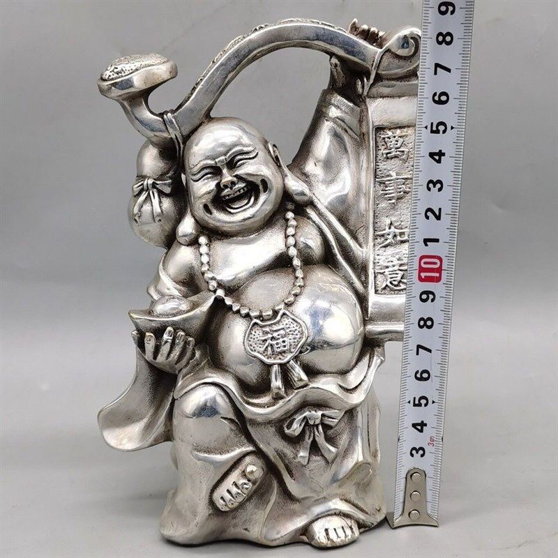 新品白铜如意布袋o佛弥勒佛大肚佛笑面佛摆件居家装饰