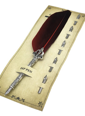 极速Retro Feather Dip FountainA Pen Vintage Feather Quill Di