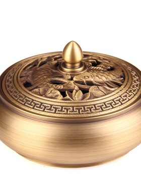 新品铜香炉家用室k内用品三足盘香炉香道茶道仿古供佛熏香摆件