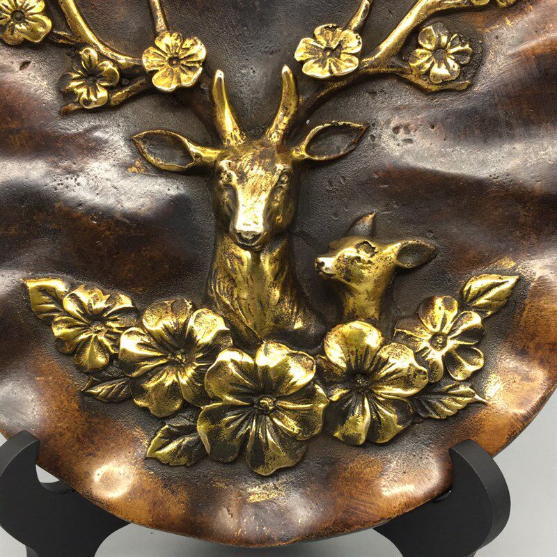 新品纯铜鎏金g招财鹿创意个性装饰品摆件办公室桌面工艺品摆设怀