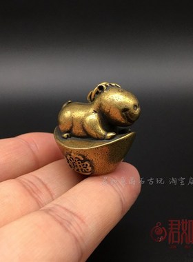 极速黄铜生肖马摆件 可t爱铜马迷你元宝铜小马福马挂件钥匙扣