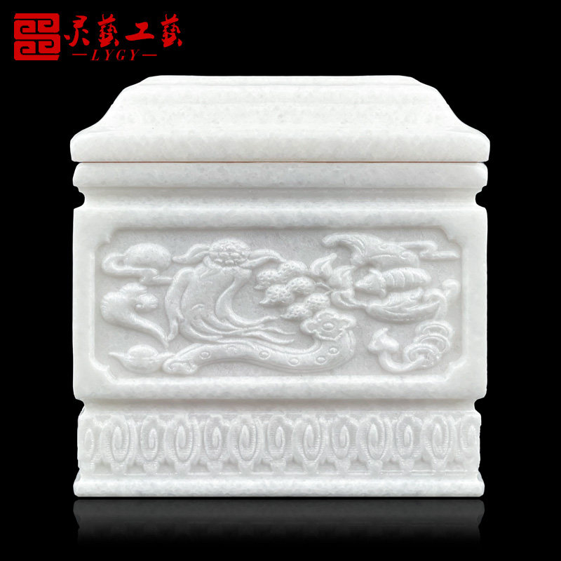 新品天然汉白玉石骨灰盒人生如意骨灰防潮寿盒R迁坟棺材男用女款