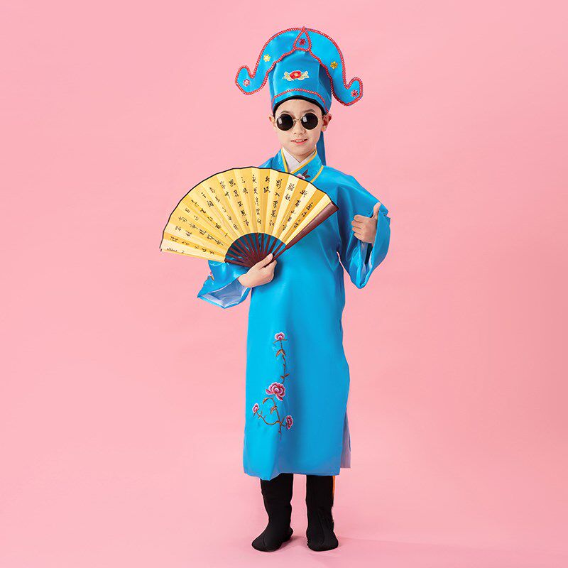 新品儿童戏服男江南四p大才子服装古装服装六一唐伯虎服装三句半