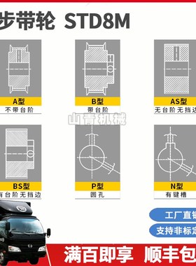 极速S8M50齿槽宽33同步轮两面平AF型铝合金现货同步Y带轮定做圆弧
