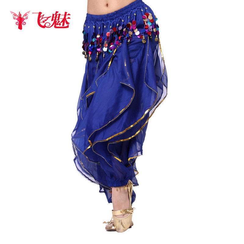 新品肚皮舞练功服2024新款 灯笼D裤铜锣彩片雪纺旋转裤成人女新款