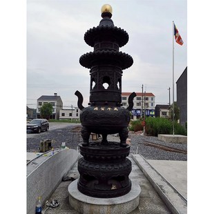 极速纯铜宝鼎定做寺庙户外复古寺院大H型铸铜烧香炉土地庙香炉鼎