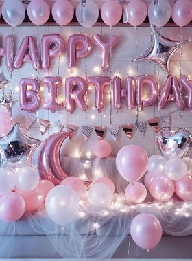 极速The romantic scene of hayppy birthday balloon set party