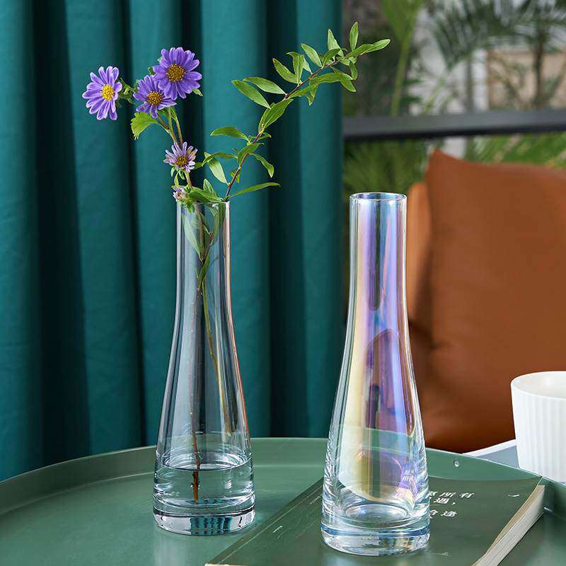 极速百合花专h用花瓶宿舍玫瑰花养花玻璃瓶小口径迷你特小细口窄