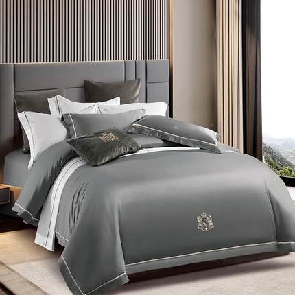 极速l长新疆绒棉60风支贡被缎纯棉四件套床单套S全棉简约酒店床品