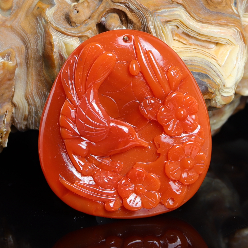 极速天然南红玛瑙l吊坠满色满肉精雕项链挂坠男女挂件款饰品生日