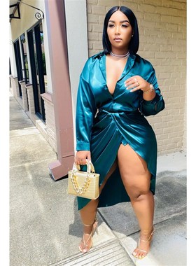 极速Split Out Solid Corlor Party Night Clubwear Deep-Veck Se