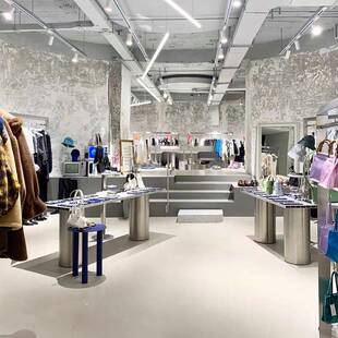 极速服装店中岛展示桌工业风流水B台不锈钢陈列道具饰品中间摆放