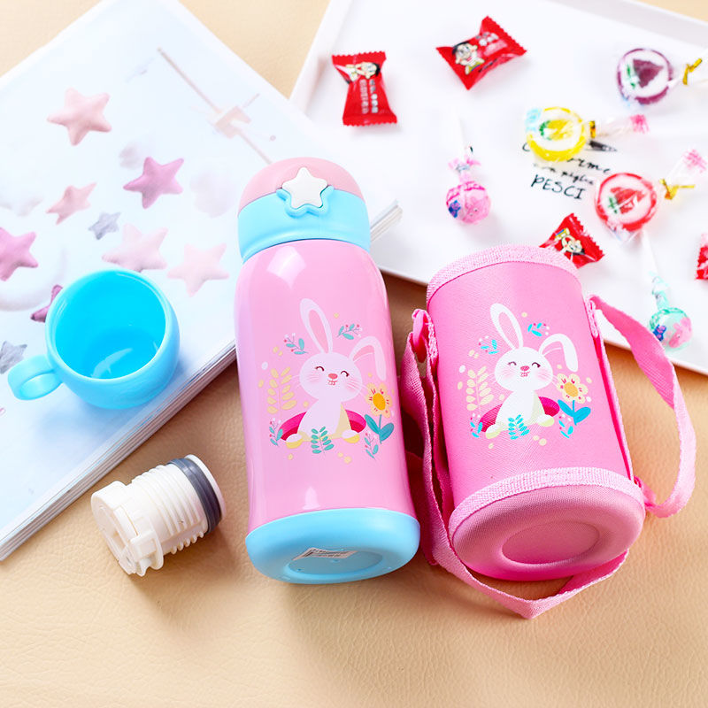 极速304不锈钢可爱儿童保温杯带吸管两用M宝宝水壶学生杯便携星星