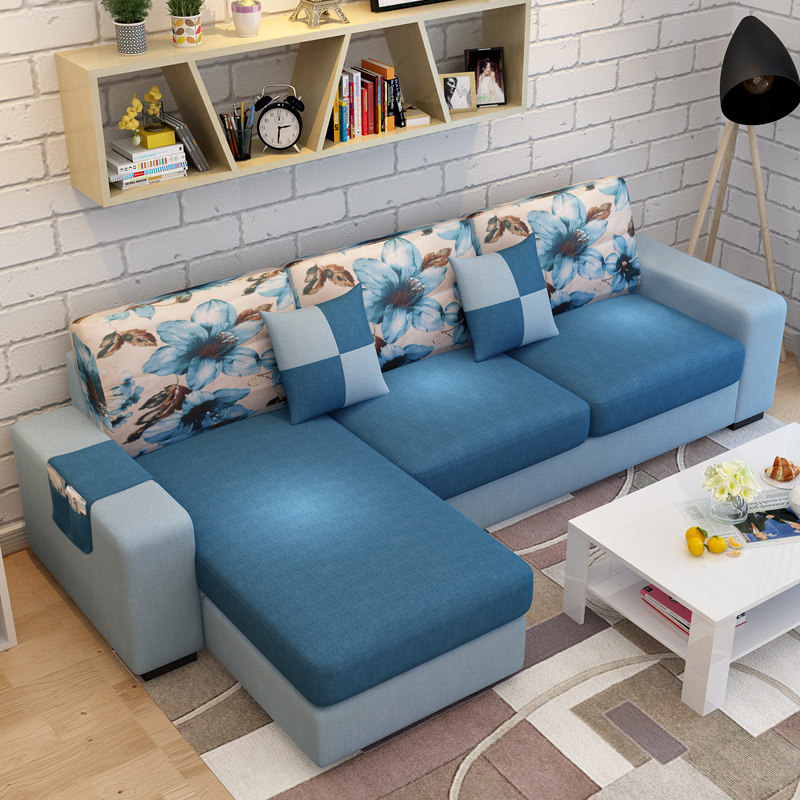 极速小户型布艺沙j发组合可拆洗客厅三人北欧沙发经济型休闲转角